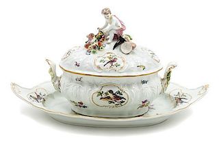 A Meissen Porcelain Tureen and Platter Width of stand 20 3/8 inches.