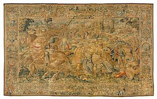 A Flemish Silk and Wool Tapestry Depicting The Story of Troy 11 feet 7 inches x 15 feet 2 inches.