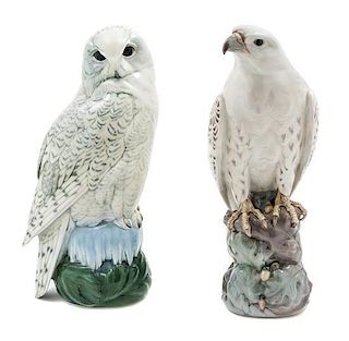 Two Royal Copenhagen Porcelain Ornithological Figures Height of taller 15 3/4 inches.