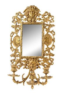 A Neoclassical Gilt Bronze Girandole Mirror Height 23 inches.