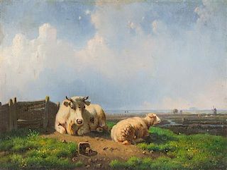 * Eugene Joseph Verboeckhoven, (Belgian, 1798/99-1881), Cow and Sheep in a Landscape