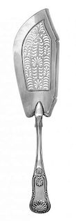 A George IV Silver Fish Server, William Chawner, London, 1825, the King's pattern handle with a pierced serving blade.