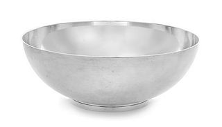 An American Silver Center Bowl, Tiffany & Co., New York, NY, the bowl centered with engraved monogram CDC, raised on a circul