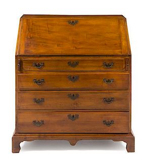 * A Chippendale Cherry Slant-Front Desk Height 40 x width 35 5/8 x depth 20 inches.