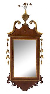 A Federal Mahogany and Giltwood Mirror Height 46 3/4 x width 18 1/2 inches.