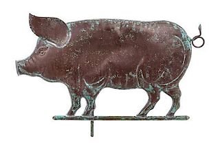 A Molded Copper Pig Weathervane Length 26 1/2 inches.