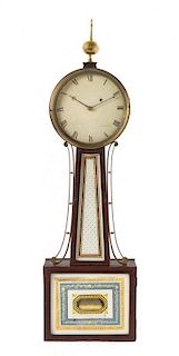 A Federal Mahogany Banjo Clock Height 34 1/8 inches.