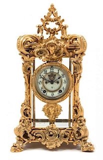 * An Ansonia Crystal Regulator Clock Height 18 1/2 inches.