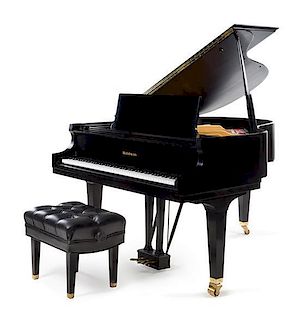 * A Baldwin Black Lacquer Baby Grand Piano Length of case 55 3/4 inches.