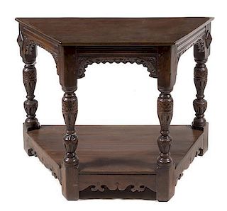 A Jacobean Style Carved Table Height 32 x width 45 x depth 28 inches.