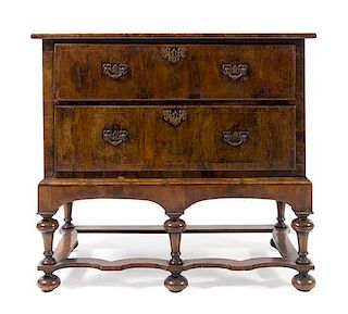 * A William and Mary Style Walnut Chest on Stand Height 35 1/8 x width 39 1/4 x depth 19 1/4 inches.