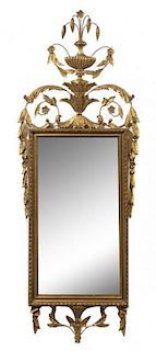 An Adam Style Giltwood Pier Mirror Height 62 x width 24 inches.
