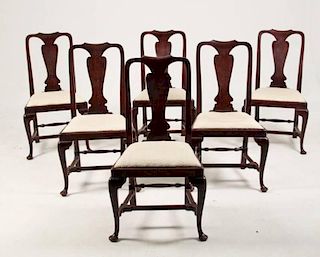 SET OF 6 ENGLISH QUEEN ANNE STYLE SIDE CHAIRS
