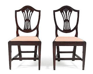 A Pair of George III Mahogany Side Chairs Height 37 1/2 inches.
