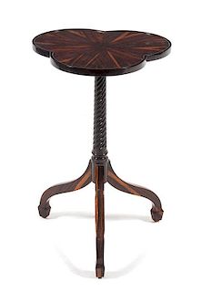 A Regency Style Calamander Side Table Height 29 1/8 inches.