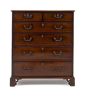A Chippendale Style Mahogany Chest of Drawers Height 45 x width 37 3/4 x depth 20 inches.
