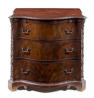 A Chippendale Style Mahogany Chest of Drawers Height 31 3/4 x width 34 x depth 19 1/4 inches.