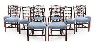 A Set of Ten Chippendale Style Mahogany Dining Chairs Height 37 inches overall.