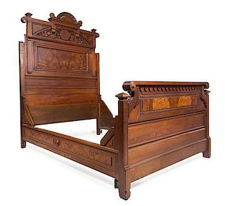 A Victorian Walnut Bed Height of headboard 83 inches.