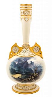 * A Royal Worcester Porcelain Vase Height 19 1/2 inches.
