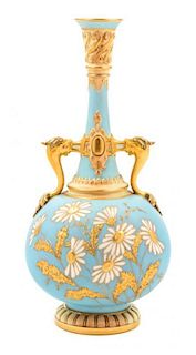 * A Royal Worcester Porcelain Vase Height 11 1/4 inches.