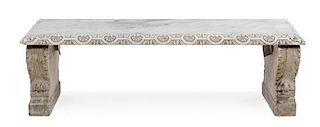A Neoclassical Marble Bench Length 55 7/8 inches.
