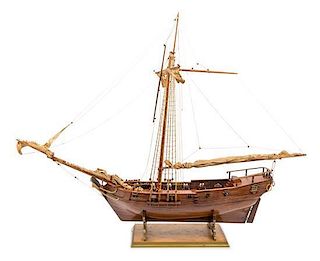 A Wood Model of a Gunboat Height 33 x length 47 inches.