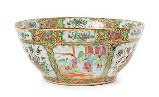 A Chinese Rose Medallion Punch Bowl Diameter 14 3/8 inches.