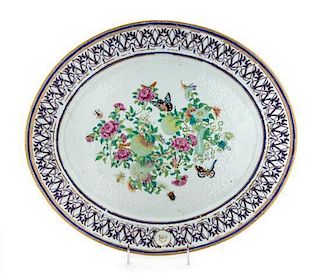 A Chinese Export Porcelain Platter Width 17 1/4 inches.