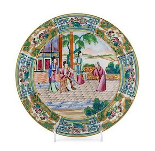 A Chinese Export Rose Medallion Porcelain Plate Diameter 10 inches.