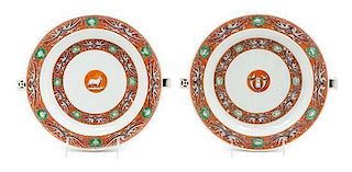 A Pair of Chinese Export Porcelain Warming Dishes Width of each 11 inches.