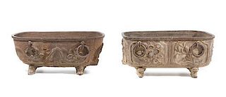 Two Iron Basins Height of larger 17 x width 41 3/8 x depth 23 inches.