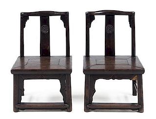 A Pair of Chinese Child's Chairs Height 24 1/8 inches.