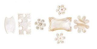 * A Collection Seven of Mother-of-Pearl Thread Winders, , of various forms and sizes.