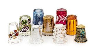 * Nine Glass Thimbles Height of tallest 1 1/8 inches.
