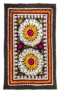 A Bukhara Suzani Embroidery 7 feet x 4 feet 7 inches.