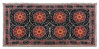 A Samarkand Suzani Embroidery 14 feet 10 inches x 8 feet.