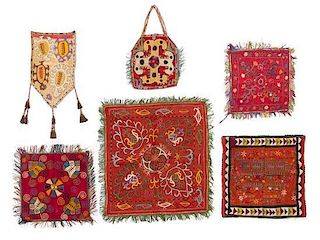 A Collection of Uzbek Kungrat and Lakai Decorative Textiles First: 2 feet 8 1/2 x 2 feet 6 inches.