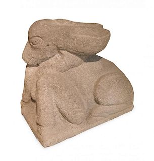 A Large Carved Stone Figure of a Rabbit Height 16 inches.