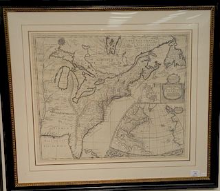John Senex  engraved map with outline color  A New Map of the English Empire in America East Coast  John Senex 1719  sight s.