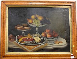 Continental School 18th/19th century  still life  Fruit on Table in Compotes  22" x 30" Provenance:  Estate of Arthur C. P...