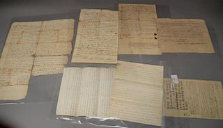 Eight early land deeds, 1714 signed John Chandler, mostly John Allyn including 1800 4th Sergeant and 1776 John Allyn Probate,