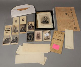 Lot with ten Cartes De Visite, one tin type rebel soldiers, two pieces with rebel soldiers, two Yankee soldiers, two 19th cen