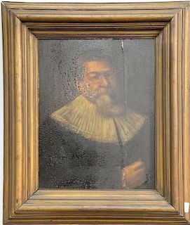 Jacobus Gerritsen Strijcker (Strycker) (1619-1687) oil on oak panel 17th century portrait bust of "Claes Thyssen" (b. 1588-16