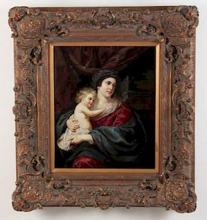 DECORATIVE OIL ON CANVAS PAINTING OF MOTHER AND CHILD