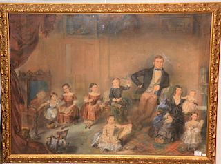 19th Century 
mixed media 
Family Portrait 
unsigned 
sight size 32 1/4" x 44 1/4"