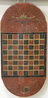 Painted game board with oval ends. 11" x 22 1/4" Provenance:  Estate of Arthur C. Pinto, MD
