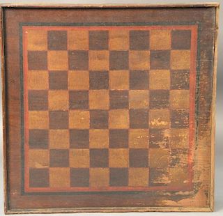 Primitive game board with molded edge.  18 1/2" x 18 1/4"  Provenance:  Estate of Arthur C. Pinto, MD