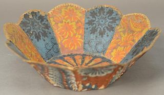 Wallpaper flower form paneled bowl with scalloped top. ht. 2 3/4in., dia. 8 3/4in. Provenance:  Estate of Arthur C. Pinto, MD
