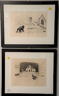 Set of five Marguerite Kirmse (1885-1954) 
etchings 
(1) Milky Way 
plate size 7" x 9" 
(2) How's About It 
8 1/2" x 10 1/2" 